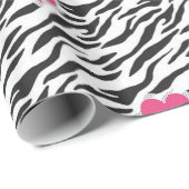 Zebra-Muster und rosa Herz-Umschlagpapier Geschenkpapier (Rolleneckpunkt)