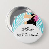 Zebra-Mutter des Braut-Knopf-/Button-Türkises Button (Vorne & Hinten)