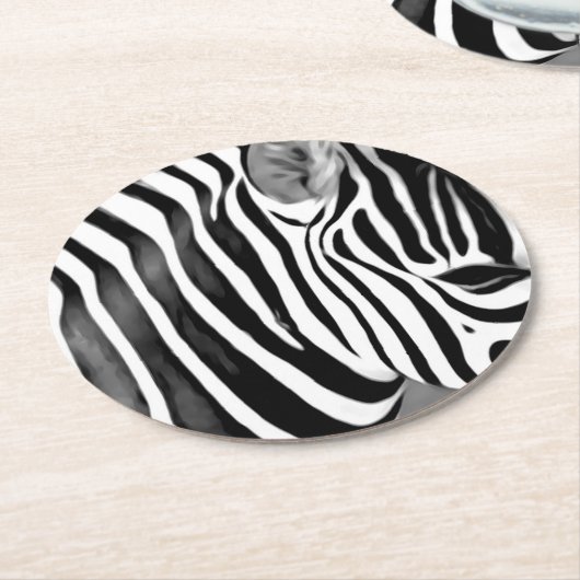 Zebra-nah Runder Pappuntersetzer (Angewinkelt)