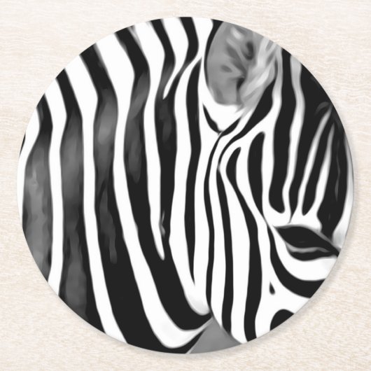Zebra-nah Runder Pappuntersetzer (Vorderseite)