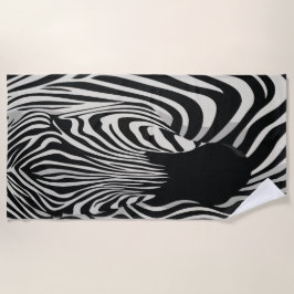 Zebra Nahaufnahme Schwarz-Weiß-Kunst Strandtuch