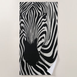 Zebra Nahaufnahme Schwarz-Weiß-Kunst Strandtuch
