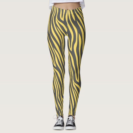 Zebra Navy Yellow Minimal Muster Leggings (Vorderseite)