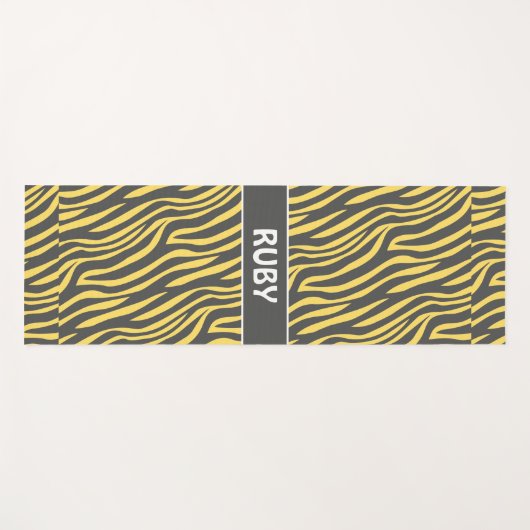 Zebra Navy Yellow Minimal Muster Yogamatte (Vorderseite (Horizontal))