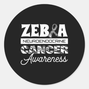 Zebra Neuroendocrine Cancer Awareness Ribbon Carci Runder Aufkleber