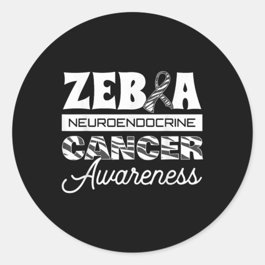 Zebra Neuroendocrine Cancer Awareness Ribbon Carci Runder Aufkleber (Vorderseite)