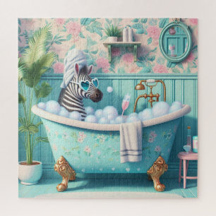 Zebra nimmt ein Schaumbad Puzzle