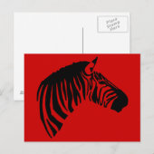 ZEBRA ON RED POSTCARD POSTKARTE (Vorne/Hinten)