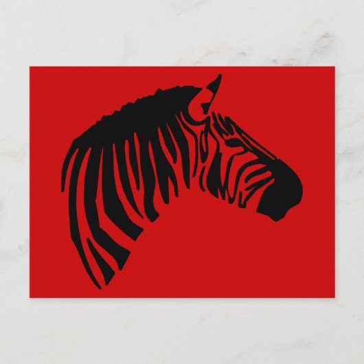 ZEBRA ON RED POSTCARD POSTKARTE (Vorderseite)