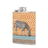 Zebra Orange Chevrons Tan Blue Hip Flask Flachmann (Links)