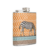 Zebra Orange Chevrons Tan Blue Hip Flask Flachmann (Rechts)