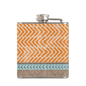 Zebra Orange Chevrons Tan Blue Hip Flask Flachmann (Rückseite)