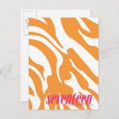 Zebra Orange Postkarte (Vorne/Hinten)