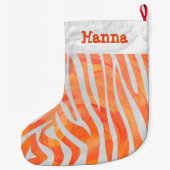 Zebra Orange und Weiß und Name Großer Weihnachtsstrumpf (Rückseite)