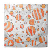 Zebra Orange und Weiße Punkte Fliese (Vorderseite)