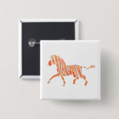 Zebra Orange und Weiße Silhouette Button (Vorne & Hinten)