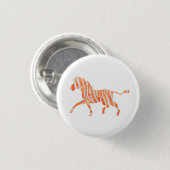 Zebra Orange und Weiße Silhouette Button (Vorne & Hinten)