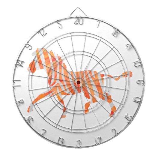 Zebra Orange und Weiße Silhouette Dartscheibe (vorne)
