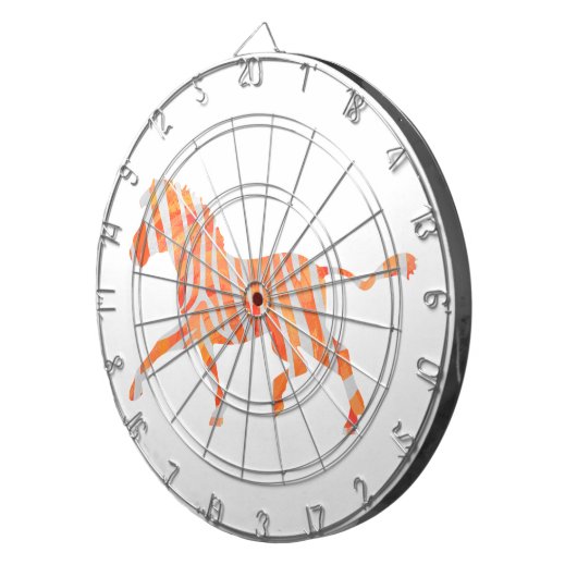 Zebra Orange und Weiße Silhouette Dartscheibe (Vorderseite rechts)