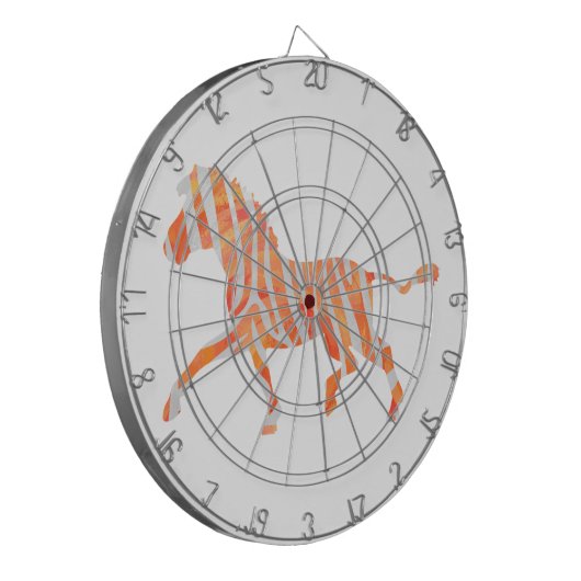 Zebra Orange und Weiße Silhouette Dartscheibe (Vorderseite Links)