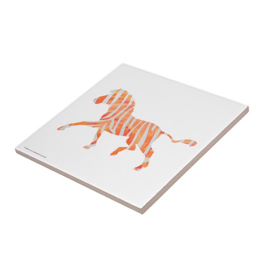 Zebra Orange und Weiße Silhouette Fliese (Seite)