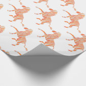 Zebra Orange und Weiße Silhouette Geschenkpapier (Ecke)