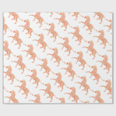 Zebra Orange und Weiße Silhouette Geschenkpapier (Flach)