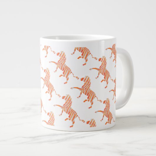 Zebra Orange und Weiße Silhouette Jumbo-Tasse (Vorderseite Rechts)
