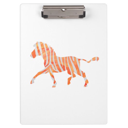 Zebra Orange und Weiße Silhouette Klemmbrett (Vorderseite)