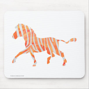 Zebra Orange und Weiße Silhouette Mousepad