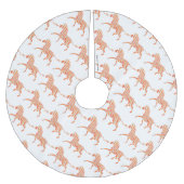 Zebra Orange und Weiße Silhouette Polyester Weihnachtsbaumdecke (Vorderseite)