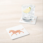 Zebra Orange und Weiße Silhouette Rechteckiger Pappuntersetzer (Vor Ort)