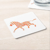 Zebra Orange und Weiße Silhouette Rechteckiger Pappuntersetzer (angewinkelt)