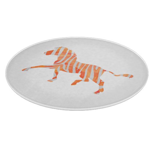 Zebra Orange und Weiße Silhouette Schneidebrett (Ecke)