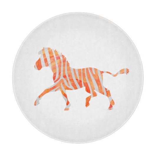 Zebra Orange und Weiße Silhouette Schneidebrett (Vorderseite)