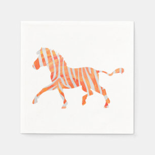 Zebra Orange und Weiße Silhouette Serviette