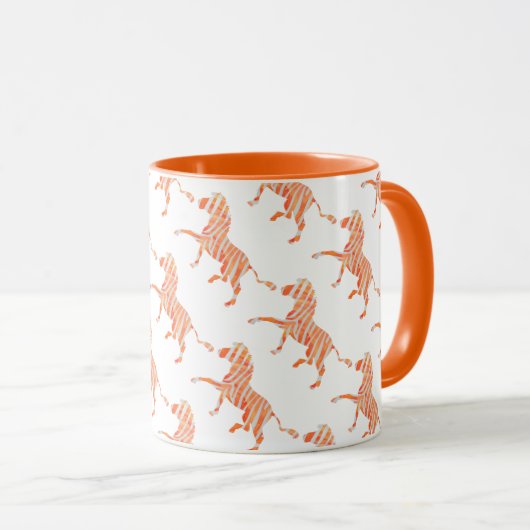 Zebra Orange und Weiße Silhouette Tasse (VorderseiteRechts)