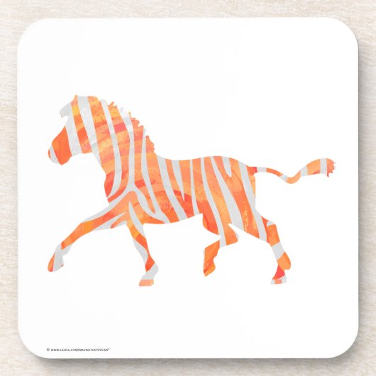 Zebra Orange und Weiße Silhouette Untersetzer (Vorderseite)