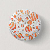 Zebra Orange und White Polka Dot Button (Vorderseite)