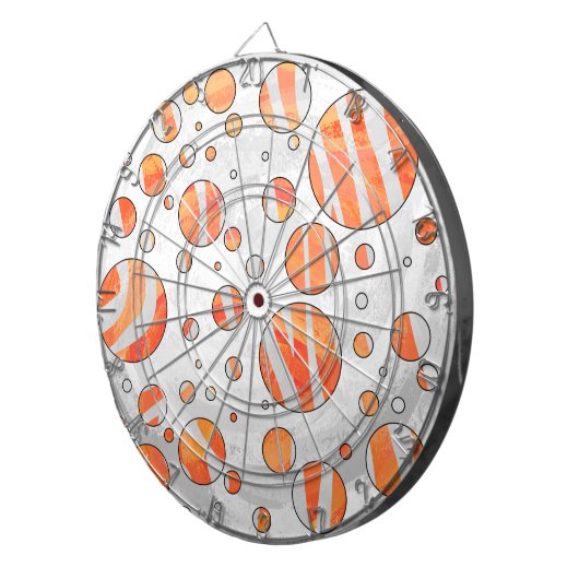 Zebra Orange und White Polka Dot Dartscheibe (Vorderseite rechts)