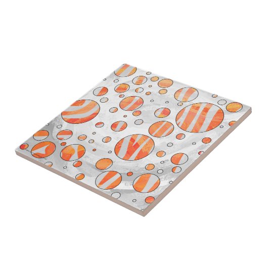 Zebra Orange und White Polka Dot Fliese (Seite)