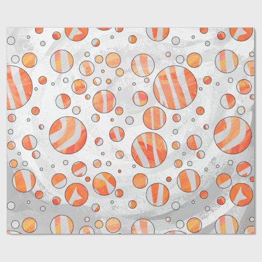 Zebra Orange und White Polka Dot Geschenkpapier (Flach)