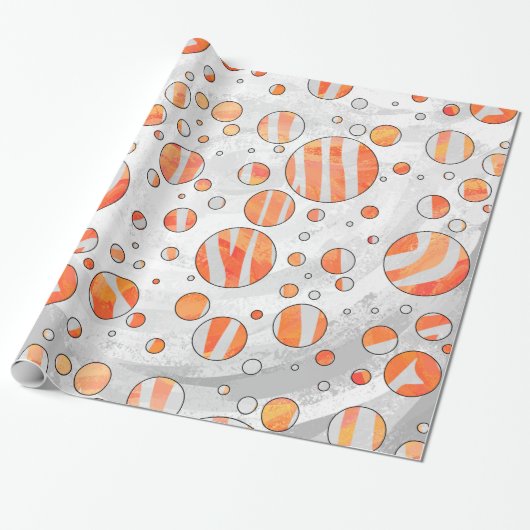 Zebra Orange und White Polka Dot Geschenkpapier (Ungerollt)