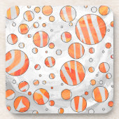 Zebra Orange und White Polka Dot Getränkeuntersetzer (Vorderseite)