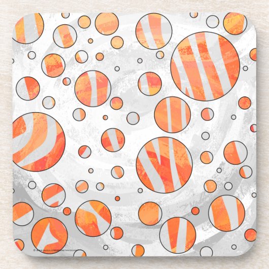 Zebra Orange und White Polka Dot Getränkeuntersetzer (Vorderseite)