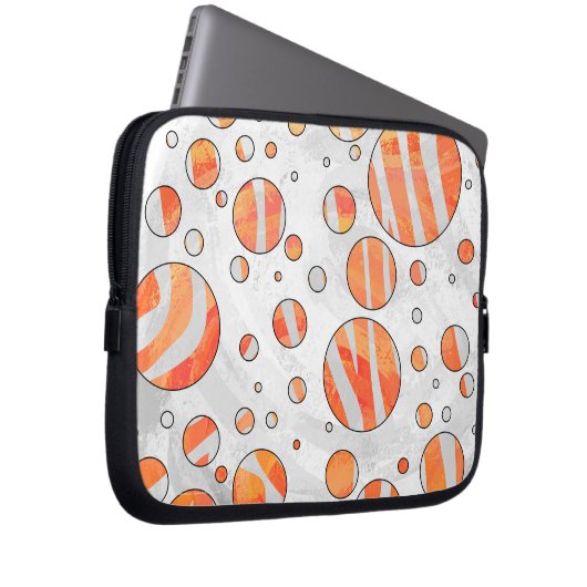 Zebra Orange und White Polka Dot Laptopschutzhülle (Vorne Rechts)