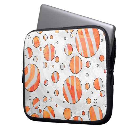 Zebra Orange und White Polka Dot Laptopschutzhülle (Vorderseite Links)
