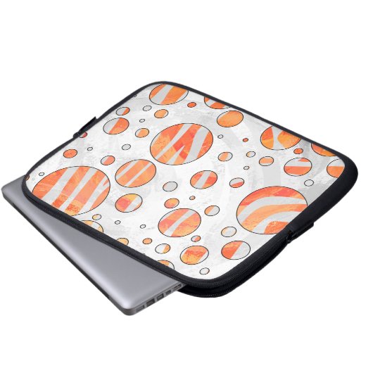 Zebra Orange und White Polka Dot Laptopschutzhülle (Vorne Knopf)