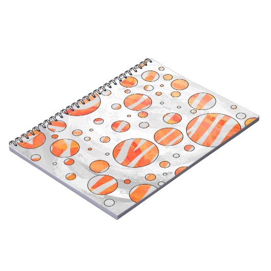 Zebra Orange und White Polka Dot Notizblock (Linke Seite)