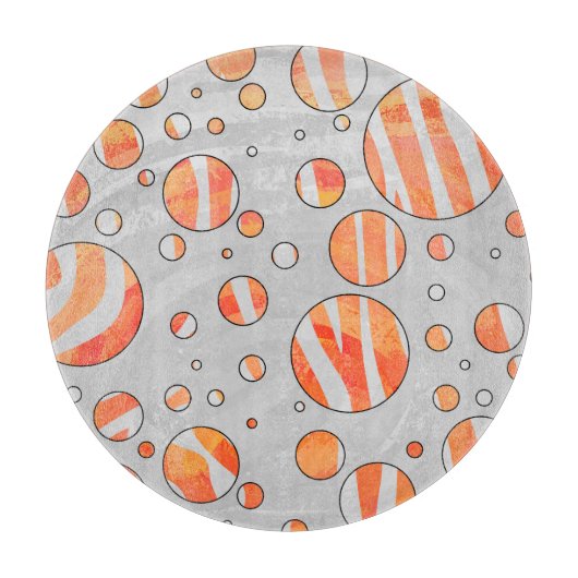 Zebra Orange und White Polka Dot Schneidebrett (Vorderseite)